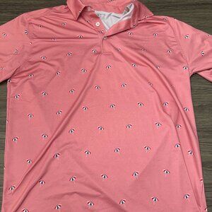 Bald Head Blues Men's Pink Umbrella Golf Polo - Like New